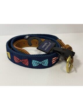 Men's Size 36 Simply Southern Collection Bow Tie Patterned Canvas/Leather Belt